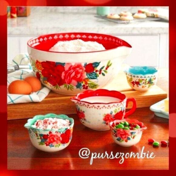 Pioneer Woman Cheerful Rose 5 piece mixing set. Rare HTF Retired. - Picture 1 of 3